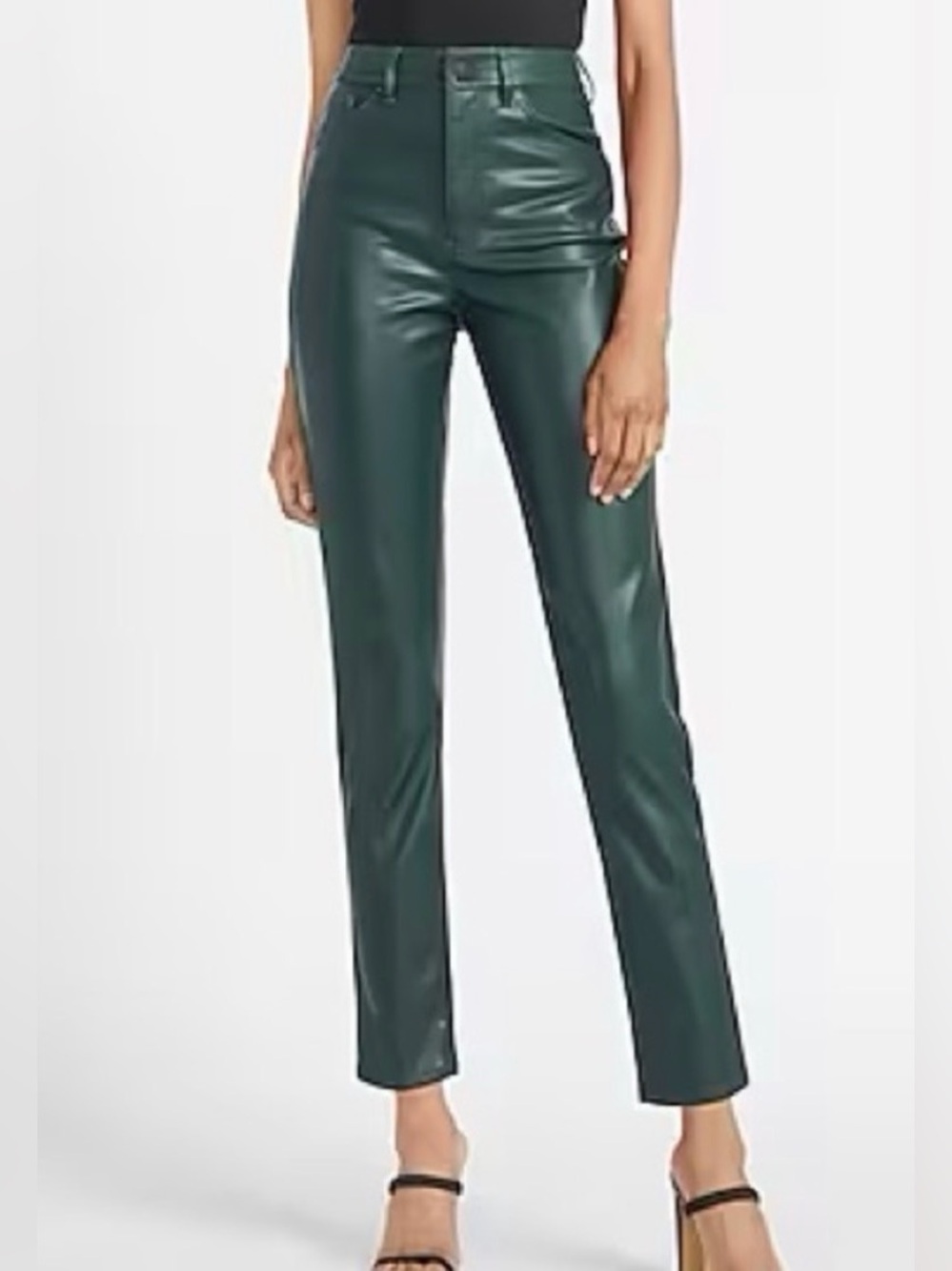 Express high waisted forest green faux leather pants size 2 - NWOT